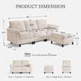 thumbnail image 3 of AUNEKIV Modular Sectional Sofa with Movable Ottoman, L-Shape 3-seat Storage Couch for Living Room, Beige, 3 of 7