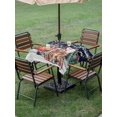 thumbnail image 3 of Outdoor Tablecloth with Umbrella Hole and Zipper, Blue Christmas Square Table Cloth 54x54 Inch Waterproof Tablecloth, Xmas Winter Snowflakes Red Truck Dogs Picnic Table Cover for Patio Camping, 3 of 7