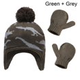 thumbnail image 5 of Gorro de dinosaurio, gorro de punto con pompón, guantes, manopla, conjunto cálido de invierno para bebé pequeño, 5 of 5