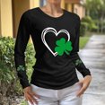 thumbnail image 4 of Camiseta Suelta de Cuello Redondo de la Impresión Del Día de San Patricio Casual de las Mujeres de Manga Larga para Primavera Verano, 4 of 6