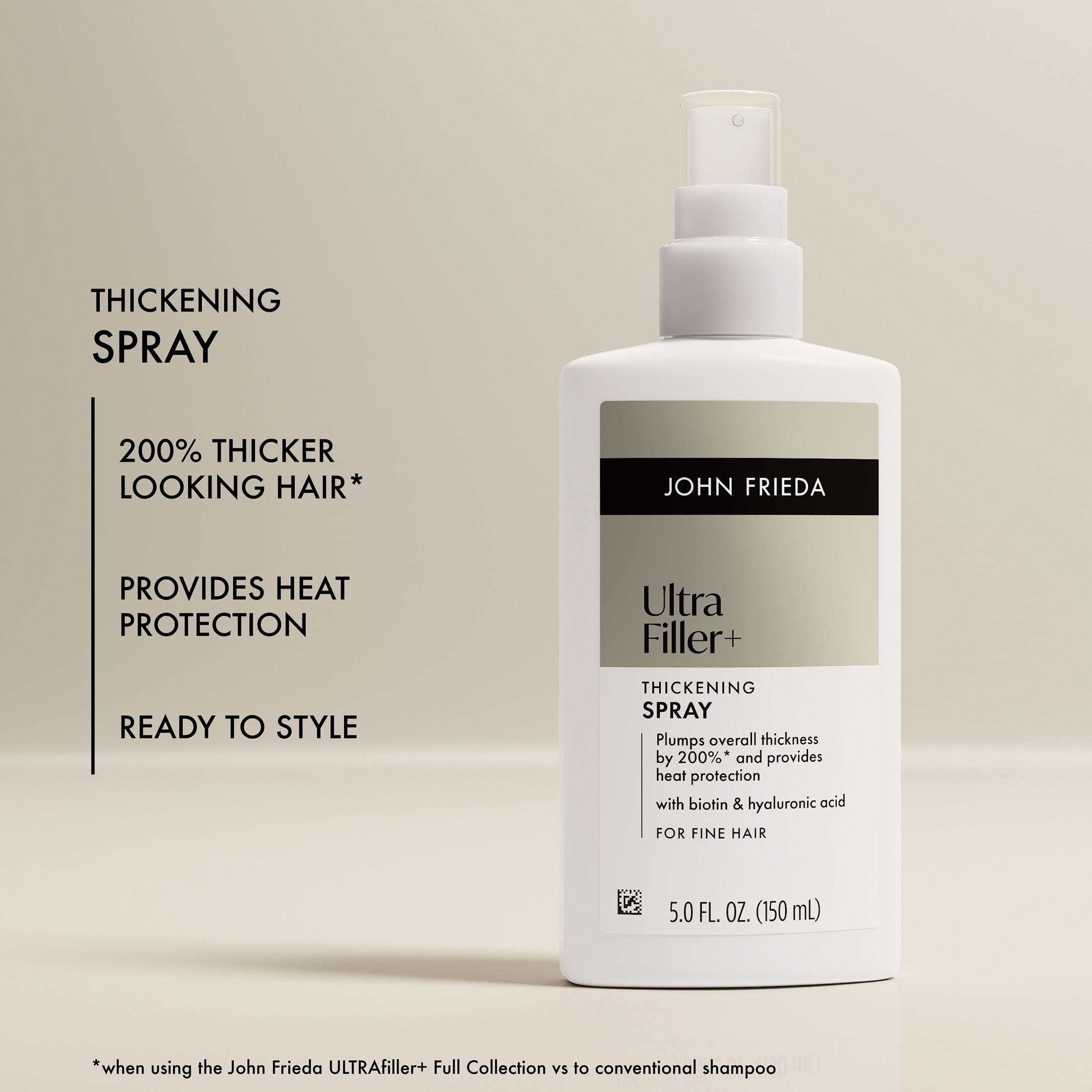 John Frieda ULTRAfiller+ Thickening Spray for Fine Hair, Volumizing Spray, 5 fl oz