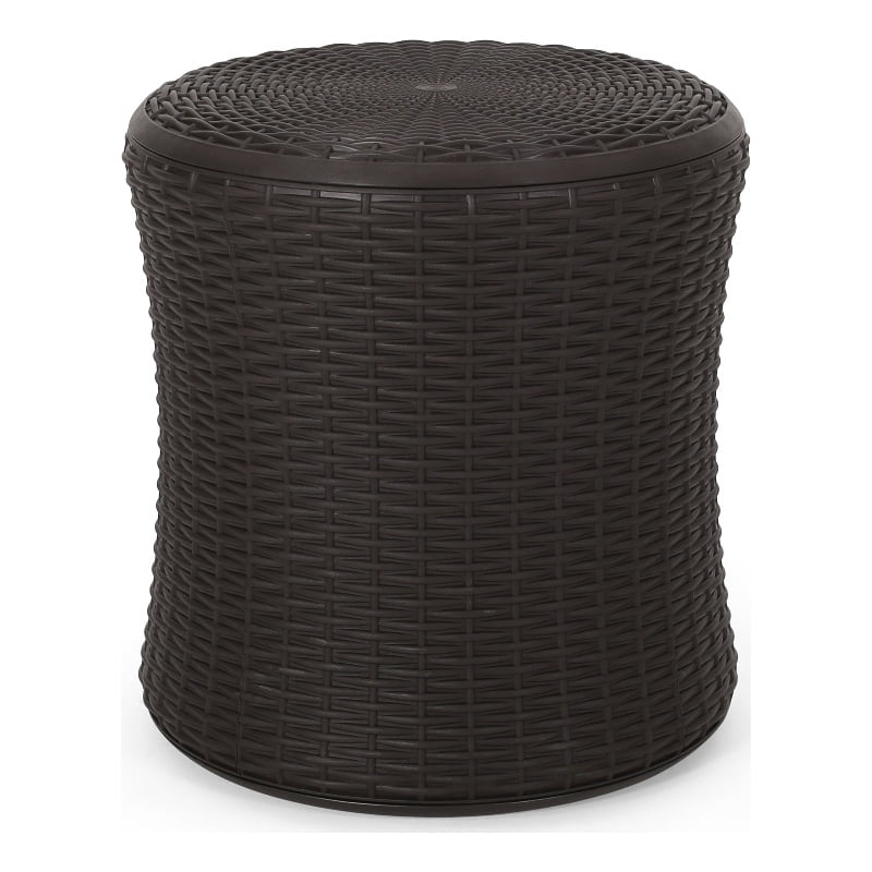 Noble House Olivo Outdoor Polypropylene Resin Patio Side Table in Dark