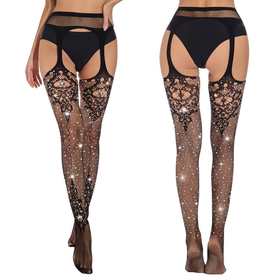 Certgust Stockings Thigh High Stockings Silicone Lace Top Stay Up Silky Semi Sheer Pantyhose for Women Hold Up Nylon