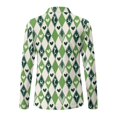 thumbnail image 5 of Jeiento Women's Green Argyle Golf Shirts, V Neck Outdoor Tops, Long Sleeve Moisture Wicking Quick Dry Lightweight Top for Tennis, Gym and Workout, 5 of 7