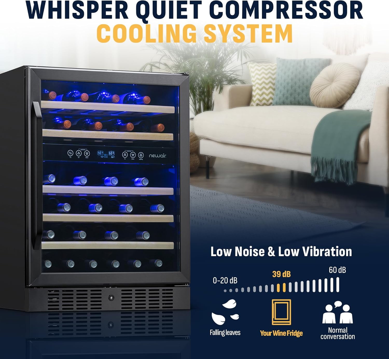 Restored Newair NWC046BS00-RB 24" Built-in Dual Zone Wine Fridge, 46 Bottles, Black (Refurbished)