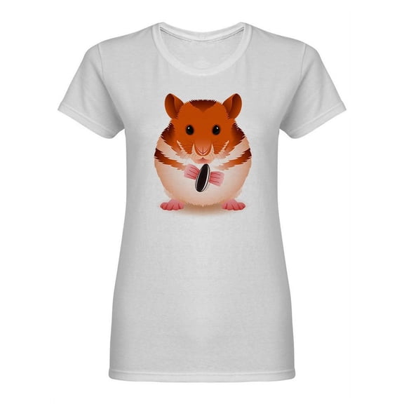 Hamster Holding Sunflower Seed Shaped T-Shirt Women -Image by Shutterstock, Female Large