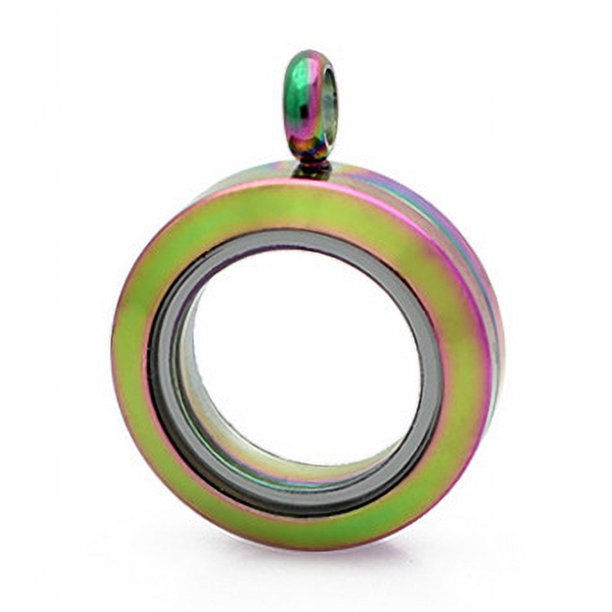 Collar con colgante de caja de cinabrio con forma de caja de fase de vidrio redonda de acero inoxidable para hombres y mujeres, disponible en varios tamaños universales