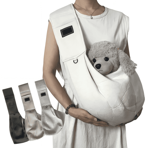 Golikin 2026 New Small Dog Safety Sling Carrier - Up to 15lbs, Breathable Adjustable Padded Strap, Anxiety-Reducing Pet Sling with Essentials Pocket(Apricot)