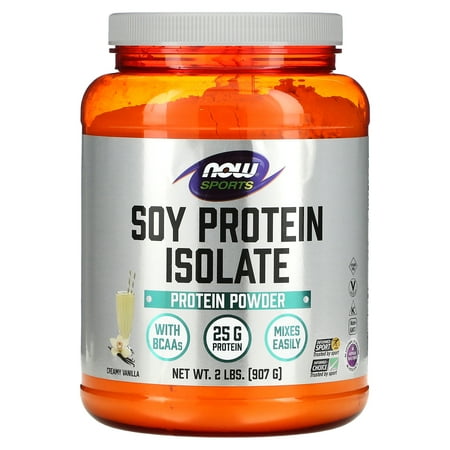NOW Sports Soy Protein Isolate Protein Powder, Creamy Vanilla, 25g Protein, 2.0lb, 32.0oz