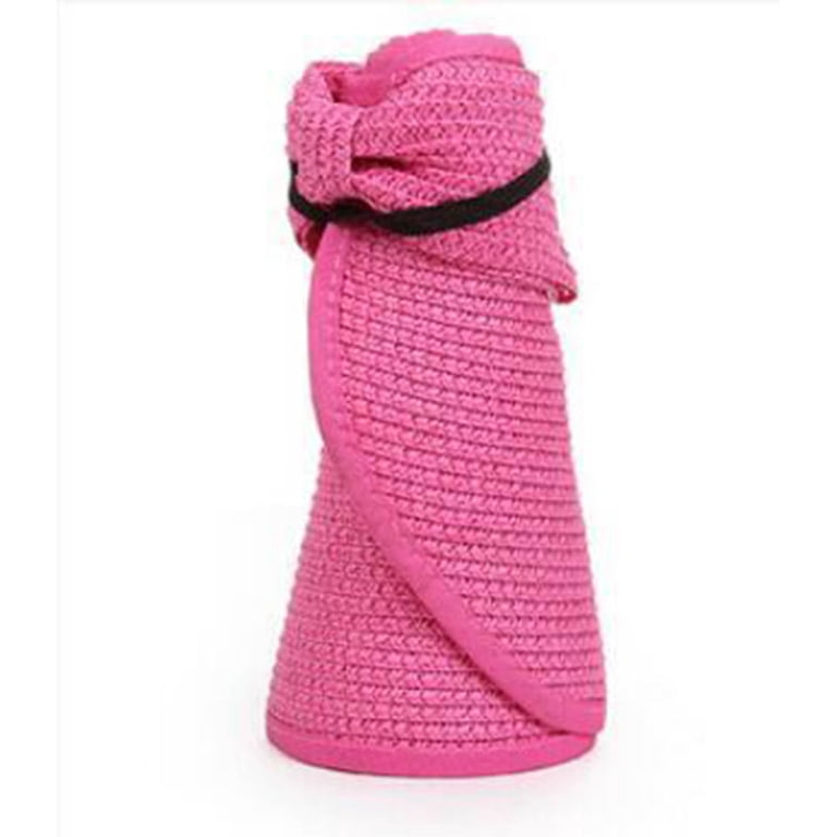 Pink Wide Brim Straw Sun Visor Hat – Adjustable Roll-Up Straw Visor for Women Womens Summer Foldable Straw Sun Visor Hat Roll Up Wide Brim  main image 2