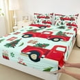 thumbnail image 3 of Manfei Red Truck Car 4pcs Bed Sheets for Teens Boys Girls,Xmas Tree King Sheets,Merry Christmas Super Cozy Sheet Set,Microfiber Bedroom Decor, 3 of 7