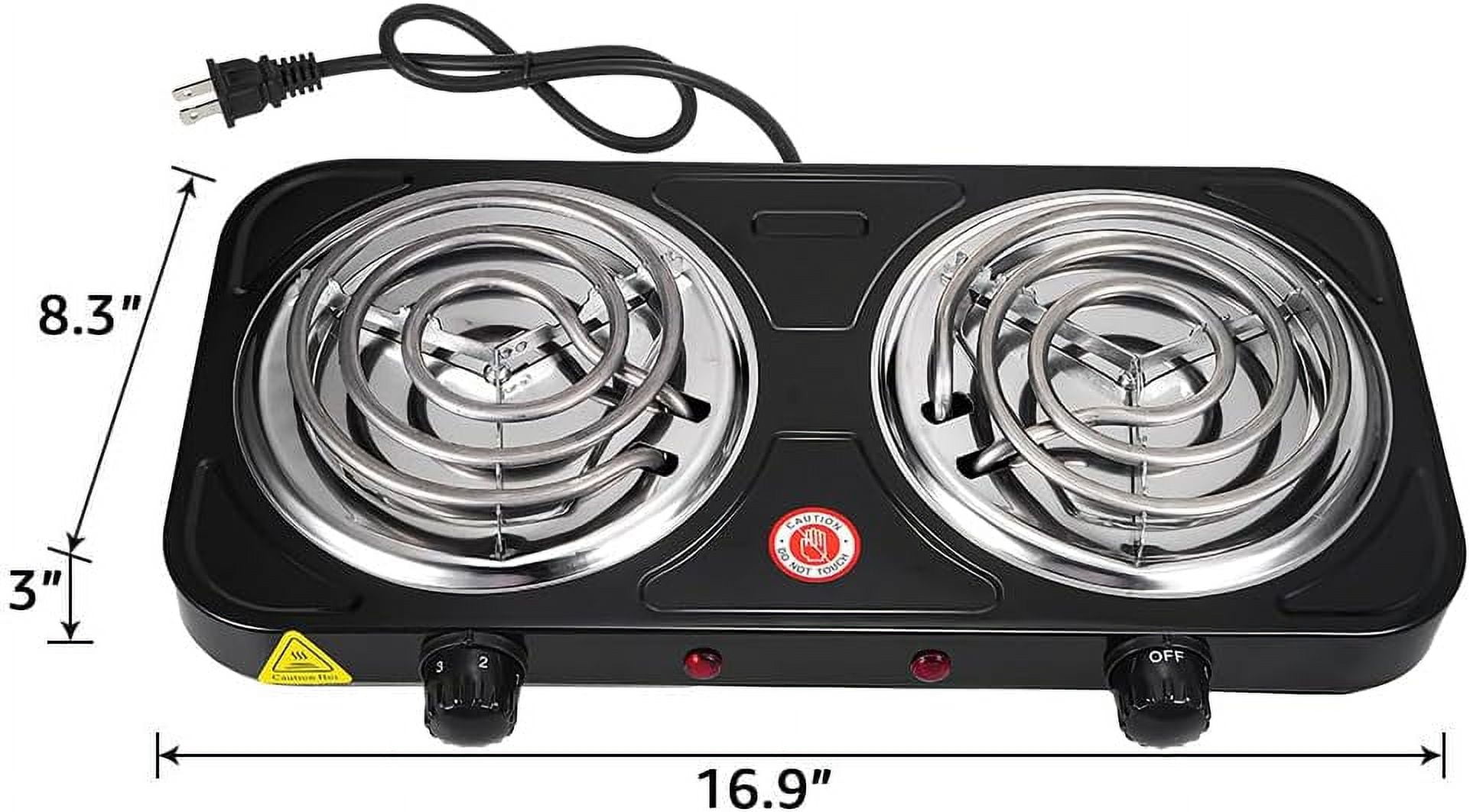 Hot Plate,2000W Double Burner Electric Cooktop,Portable Stove Top,Heating Hot Plate Stove for Kitchen Camping