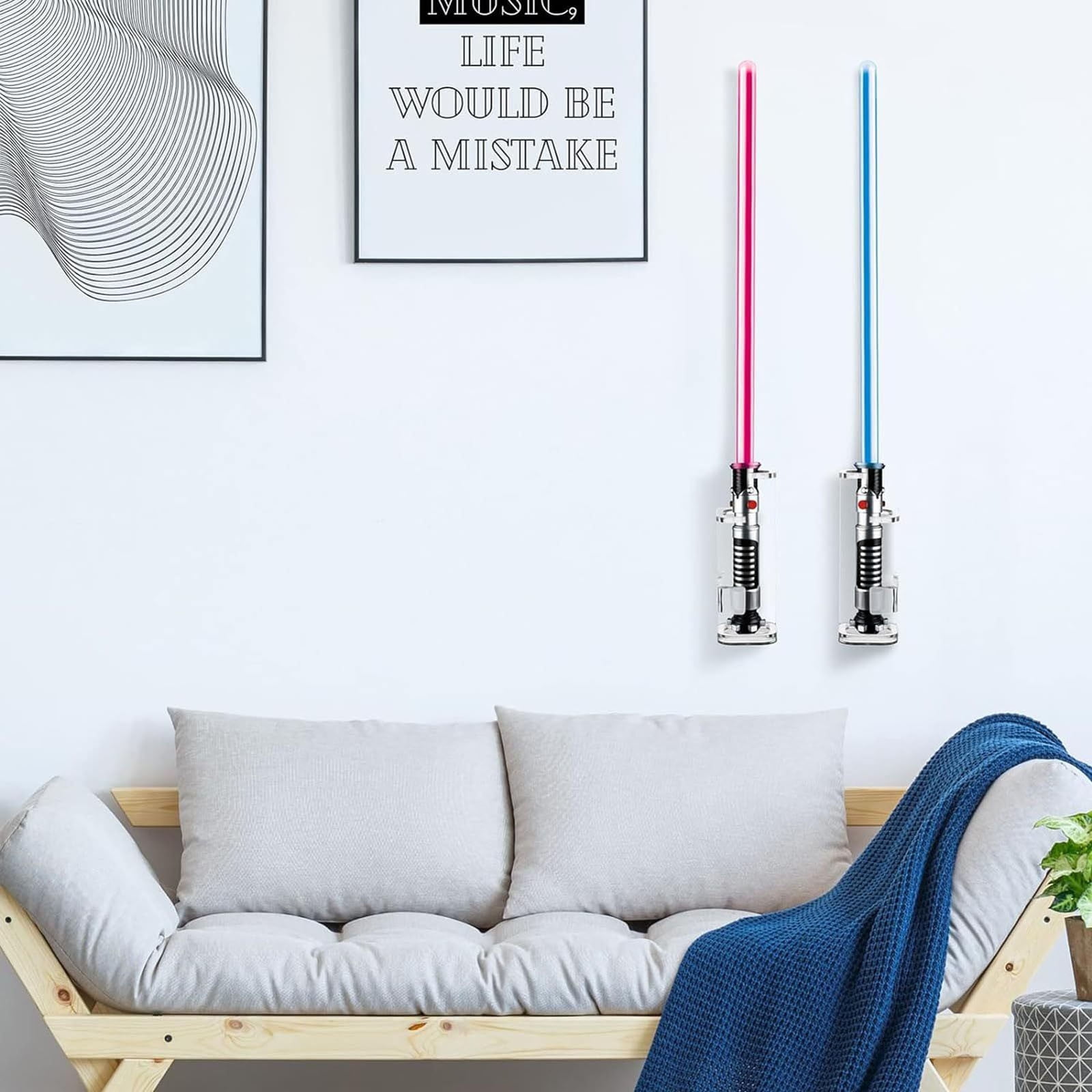 TRINENOX Lot de 2 supports muraux pour sabre laser – Support mural en acrylique 5 mm, présentoir horizontal pour sabre laser