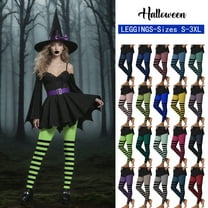 Frostluinai Halloween Striped Leggings for Women High Waist Stretch Yoga Workout Tight Color Block Cosplay Party Leggings