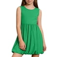 thumbnail image 2 of Yeaiivve Summer Dresses for Girls 2026 Casual Sleeveless Tank Mini Short Dress Crew Neck Bubble Sundress with Pockets Green,9-10 Years, 2 of 7