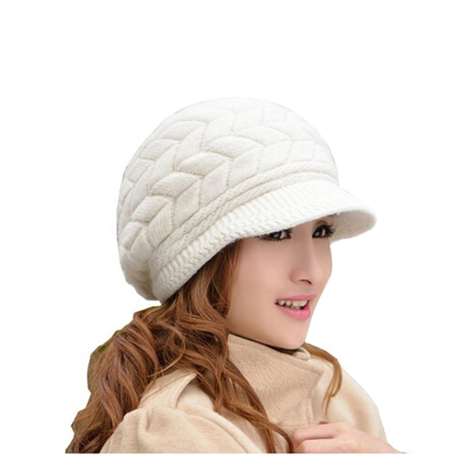 UPGRATOR Women Warm Hat Knit Design Visor Shape Ear Protection Function 24.0X9.4X0.8In Wool Material 1Pcs