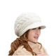 thumbnail image 1 of Gorro de lana de punto cálido para mujer, para invierno, para nieve y esquí, con visera (blanco), 1 of 3