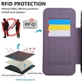 thumbnail image 2 of For iPhone 15 Plus / 14 Plus Wallet Cell Cover, RFID Blocking, PU Leather,Compatible With MagSafe , With Flip Card Holder, Ultra Thin Electroplated Rotating Bracket Magneti Protective Cover,Purple, 2 of 6