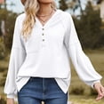 thumbnail image 4 of Lyrcatrment Womens Ribbed Hooded Tops V-Neck Loose Casual Solid Color Long Sleeve Pullover Shirt with Pocket Casual Daily Tunic Top(X-Large,White), 4 of 8