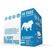 Bulldogology Puppy Pee Pads XL with Adhesive Sticky Tape - Extra Large Dog Training Wee Pads (24x35) 6 Layers with Extra Quick Dry Bullsorbent Polymer Tech Pee Pads for Dogs (40-Count)