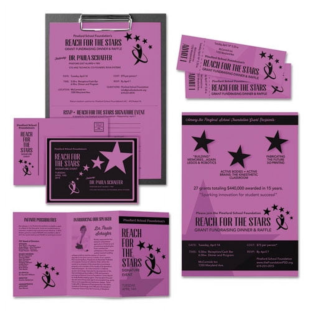 Color Cardstock, 65 Lb, 8.5 X 11, Outrageous Orchid, 250/pack | Bundle of 2 Packs