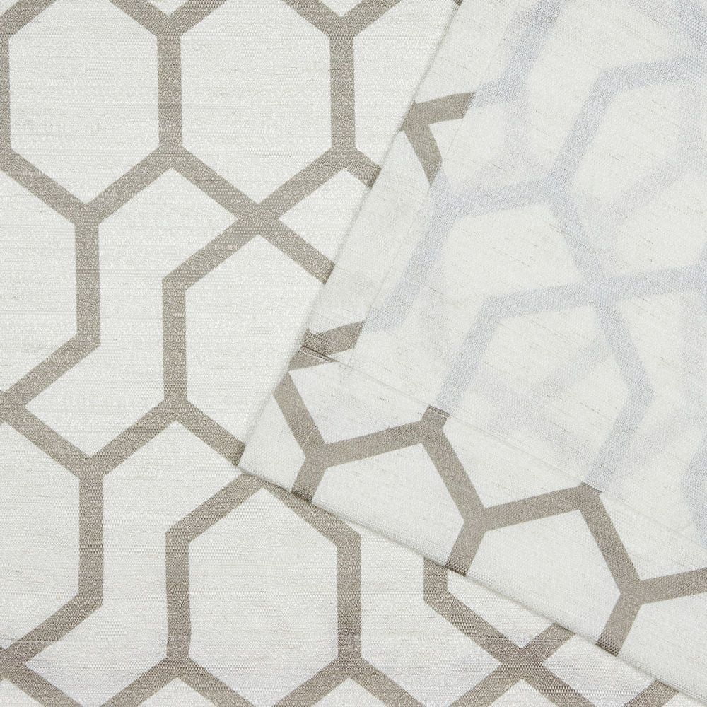 Nicole Miller Hexa Geometric Print Hidden Tab/Rod Pocket Top Light Filtering Curtain Panel Pair, 54"x84", Natural