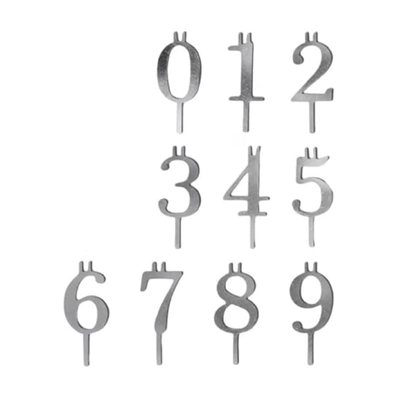 Digital Birthday Cake Candle Holder Set - Reusable Metal Number Holders for Milestone Cakes & Anniversaries - Durable Silver Party Decoration for Elegant Celebration Desserts - 0-9(A Set)