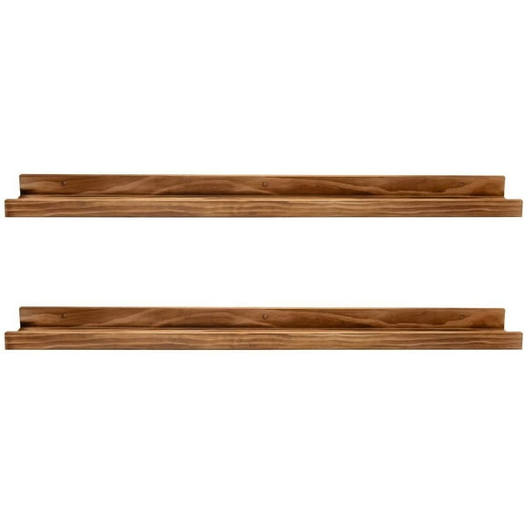 48 Inches Long Wood Photo Picture Ledge Shelf with Lip Floating Shelves for Nursery Books Set of 2 Rustic Wall Shelf for Kids Bedroom Office Bathroom Living Room Frames