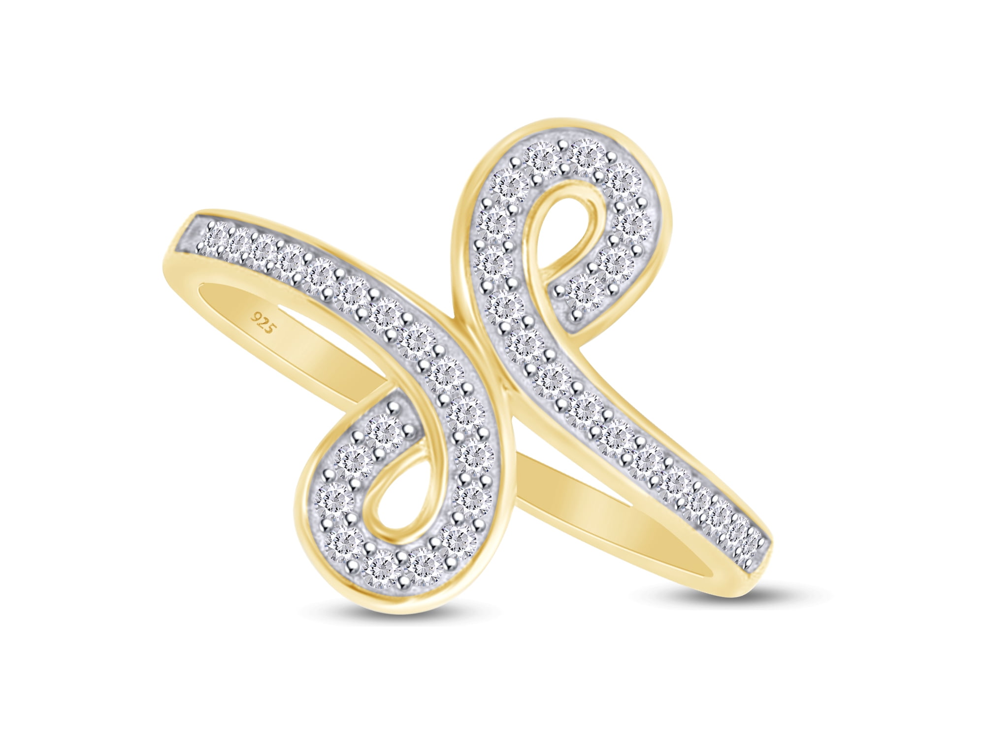 Wishrocks Round Cut White Cubic Zirconia Engagement Ring in 14K Yellow Gold Over Sterling Silver 