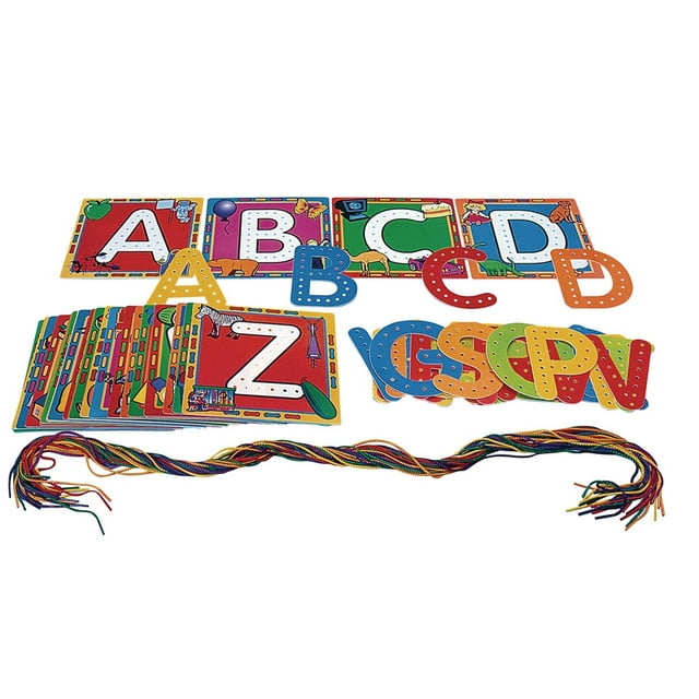 Excellerations Alphabet Lacing Cards and Letters with String, Early Language, Fine Motor Skill Development, Educational Toy, Preschool, Kids Toys