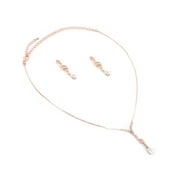 COOLCRYSTALS Wedding Jewelry Set Rose Gold Plating Dangle Necklace Earrings Set