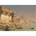 thumbnail image 2 of Erich Kips 14x11 Black Ornate Wood Framed Double Matted Museum Art Print Titled: Munshi Ghat in Varanasi on the Ganges, India (ca. 1928), 2 of 5