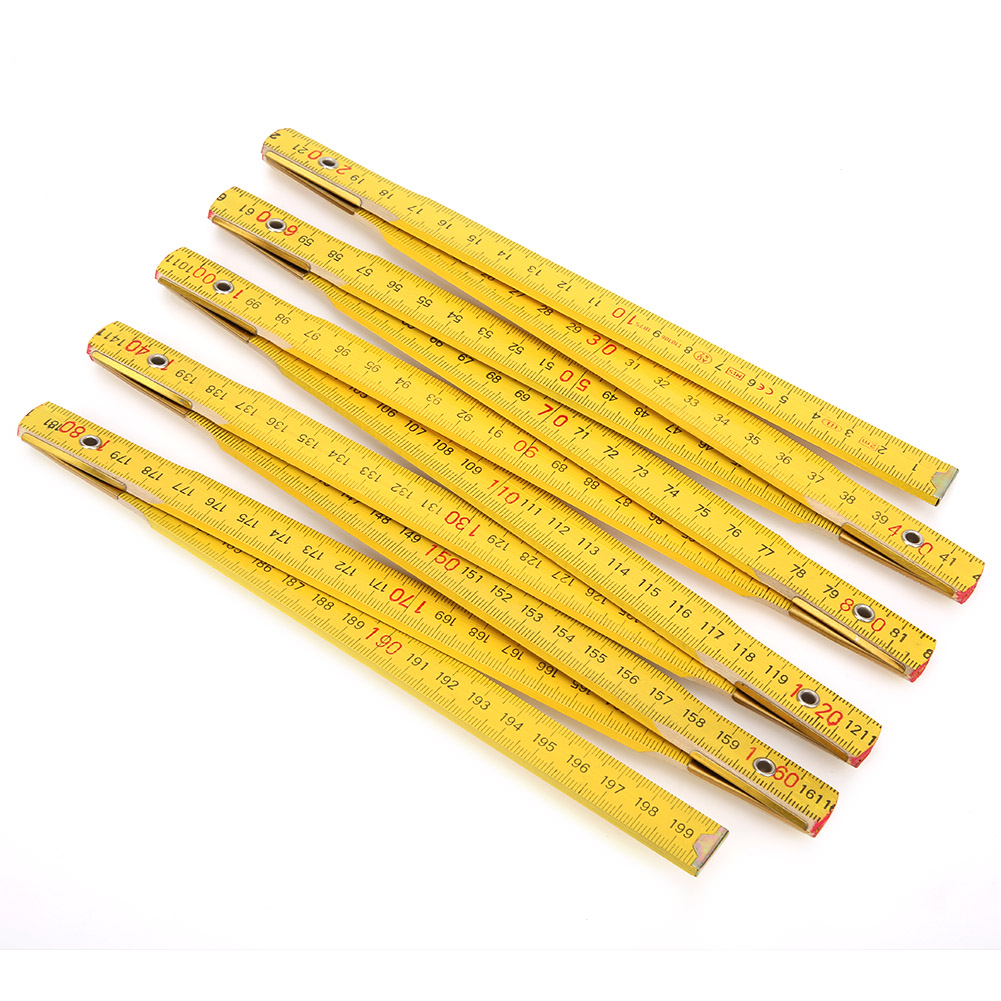 Portable Carpenter's Yardstick Wooden Folding Ruler