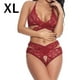 thumbnail image 1 of Conjunto de ropa interior de malla de encaje para mujer, lencería sexy, ropa de dormir, rojo vino, XL tholdsy XX000073-16, 1 of 7