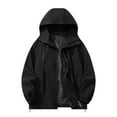 thumbnail image 2 of Lightweight Rain Coats for Men Hooded Waterproof Softshell Windbreaker Jackets Fall Winter Zip up Hiking Outerwear New Casual Jackets for Men Plus Size Black L, 2 of 9