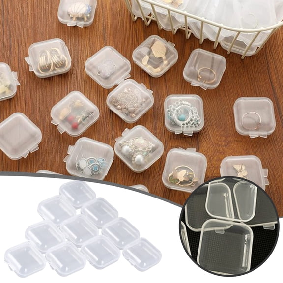 Small Storage Container 50 Pack 1.37x1.37in Clear Mini Beads Storage Boxes with Lids Portable Organizer for Small Items Crafts Jewelry and Hardware Storage Box White - One Size