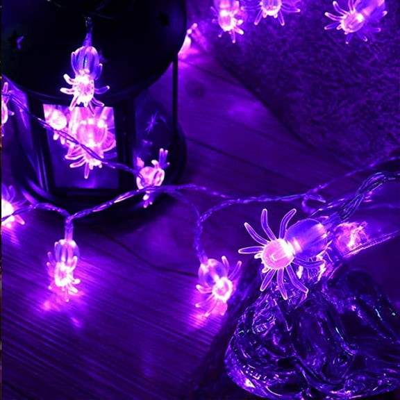 19.7ft 40 LED Purple Spider String Lights for Halloween Indoor Outdoor Yard Party Lighting