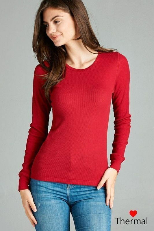 womens red thermal shirt