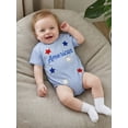 thumbnail image 5 of BemeyourBBs Newborn Baby Boy Girl 4th of July Outfit Patriot Independent Day Summer Clothes Infant Baby Bubble Romper Letter Star Flag Embroidery Short Sleeve Bodysuits Jumpsuits, 5 of 9