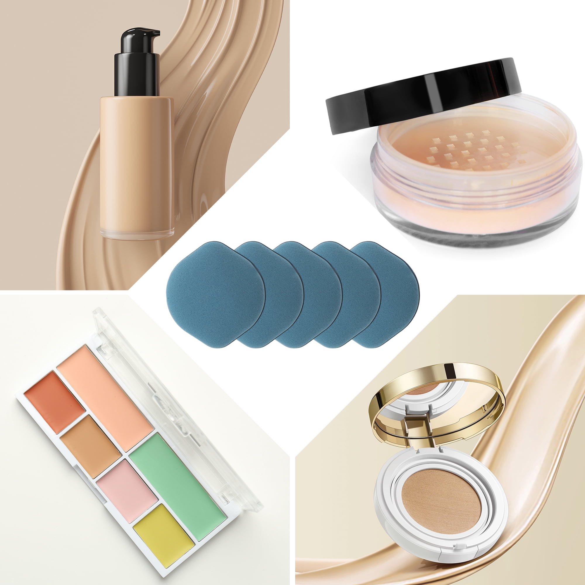 Unique Bargains 5 Pcs Gourd Shape Face Makeup Sponge for Travel Navy Blue
