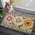 thumbnail image 3 of Bathroom Rugs 2x3 Ft, Vintage Daisy Floral Non Slip Area Rugs for Kitchen Bedroom Entryway, Spring Flowers Botanical Leaves Checkered Wooden Washable Carpet Runner Rug Floor Mats for Bedroom, 3 of 8