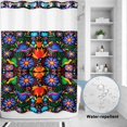 thumbnail image 4 of No Hook Shower Curtain with Built-in Rings - Boho Mexican Texture Washable Waterproof Fabric Bathroom Curtains for Hotel,Rentals, 60 X 72 Inch Long , Abstract Floral Bird Multicolor, 4 of 9