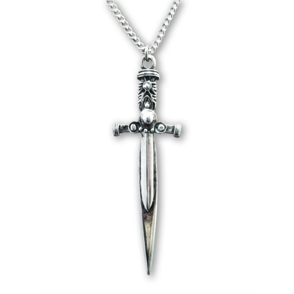 Sword with Engraved Handle Medieval Renaissance Pendant Necklace by Real Metal NK-375