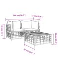 thumbnail image 4 of vidaXL 3 Piece Garden Lounge Set with Cushions Anthracite Poly Rattan, 4 of 5