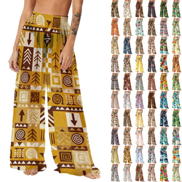 Pincandy Women See Through Sheer Mesh Pants Beach Swimsuit Bikini Bottom Cover up Party Club Elastic High Waist Wide Leg Pants