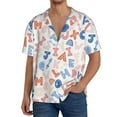 thumbnail image 3 of Honeii 's Scandinavian Alphabet for men's short-sleeved button-up collared shirt featuring a pocket, perfect for beach vacations, and travel adventures., 3 of 5