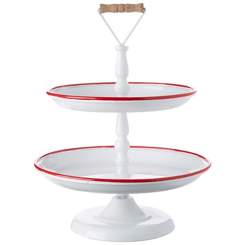 White/Red Tiered Tray