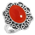 thumbnail image 1 of 925 Sterling Silver Ring For Women - Girls Orange Real Carnelian Gemstone Silver Ring August Birthstone Handmade Silver Ring Size 5.5 Mothers' Day Gift For Women 925 Silver Gemstone Jewelry, 1 of 6