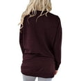 thumbnail image 3 of IROINNID Sales Women's Fall Tops Long Sleeve Oversized Base Shirts Solid Workout Sweatshirts Casual Basic V-Neck Loose Fit Tops with Pocket,Burgundy, 3 of 5