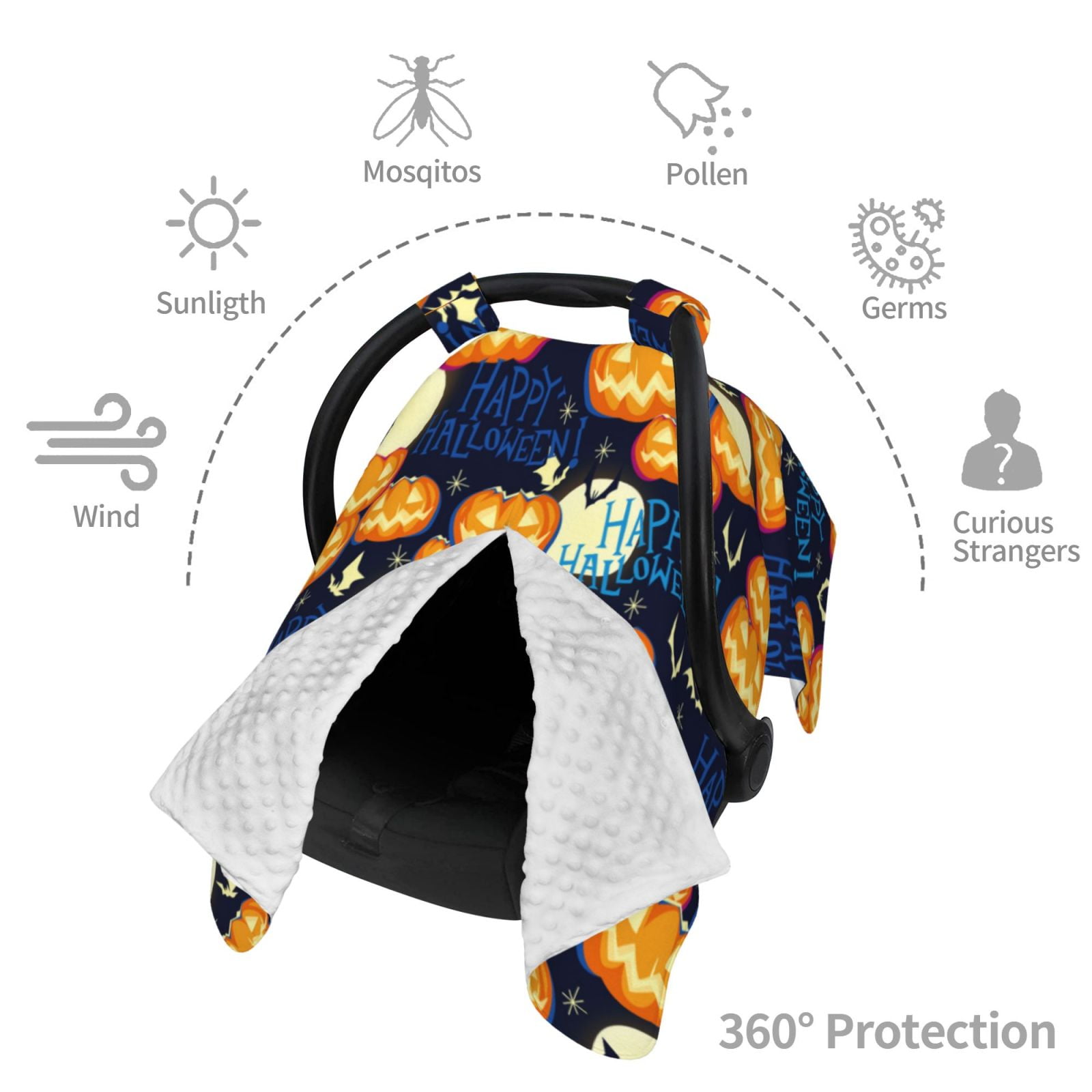 Car Seat Cover Baby - happy halloween pumpkins Breathable Infant Car Seat Cover for Baby Carseat, Lightweight Comfort Baby Essentials Must Haves Newborn Stuff for Girl Boy